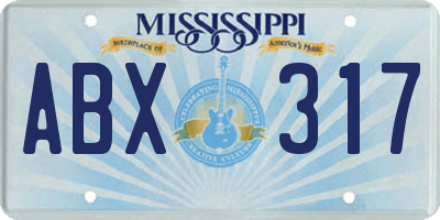 MS license plate ABX317