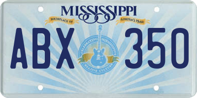 MS license plate ABX350