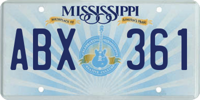 MS license plate ABX361