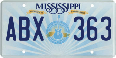 MS license plate ABX363