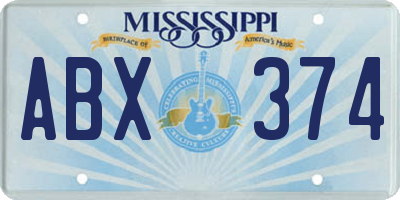 MS license plate ABX374