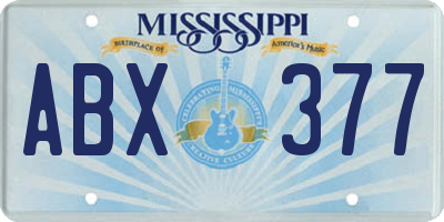 MS license plate ABX377
