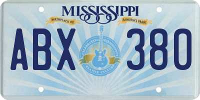 MS license plate ABX380