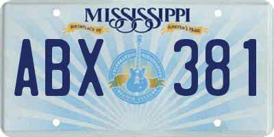 MS license plate ABX381