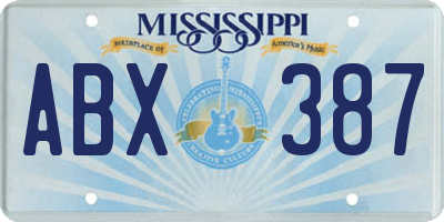 MS license plate ABX387