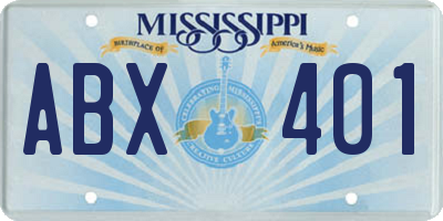 MS license plate ABX401