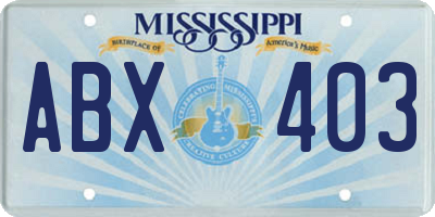 MS license plate ABX403