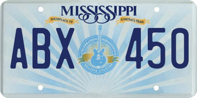 MS license plate ABX450