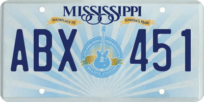 MS license plate ABX451