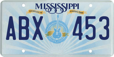 MS license plate ABX453