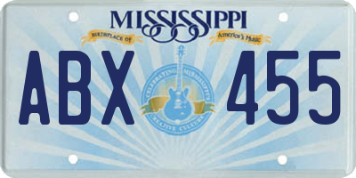 MS license plate ABX455