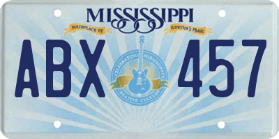 MS license plate ABX457