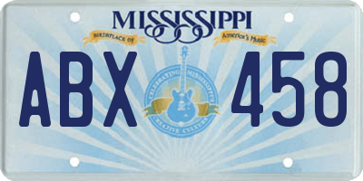MS license plate ABX458