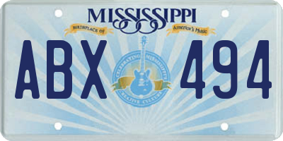 MS license plate ABX494