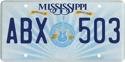 MS license plate ABX503