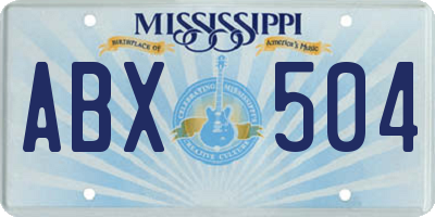 MS license plate ABX504