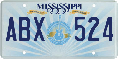 MS license plate ABX524