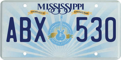 MS license plate ABX530