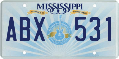 MS license plate ABX531