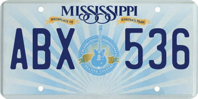 MS license plate ABX536