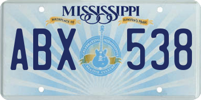 MS license plate ABX538