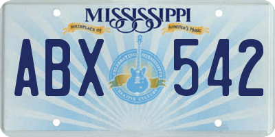 MS license plate ABX542