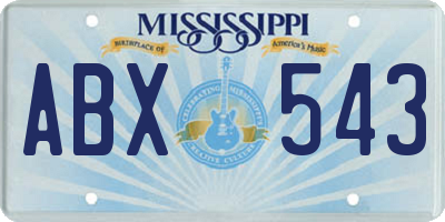 MS license plate ABX543