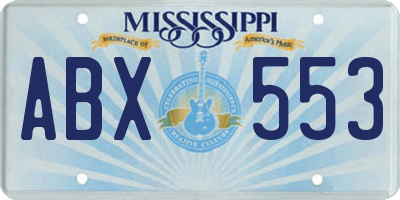 MS license plate ABX553