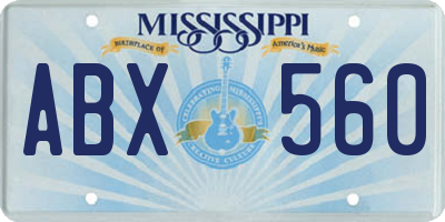MS license plate ABX560