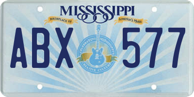 MS license plate ABX577