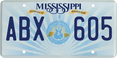 MS license plate ABX605
