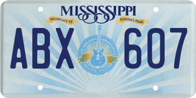 MS license plate ABX607