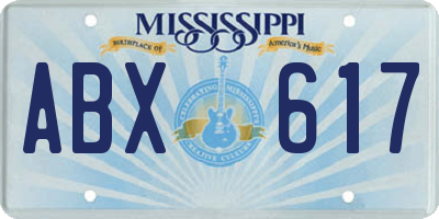 MS license plate ABX617