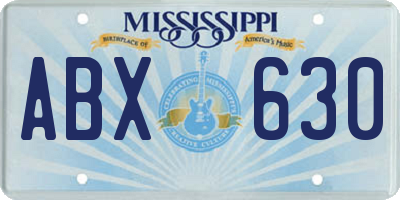 MS license plate ABX630