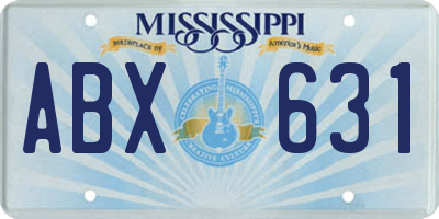 MS license plate ABX631