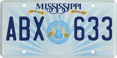 MS license plate ABX633