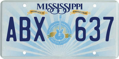 MS license plate ABX637