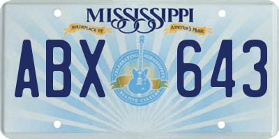 MS license plate ABX643