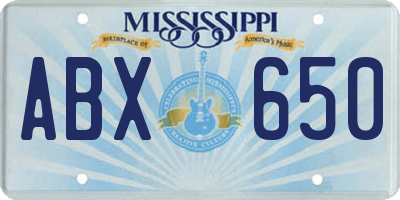 MS license plate ABX650