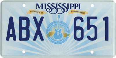 MS license plate ABX651