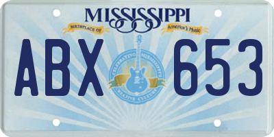MS license plate ABX653