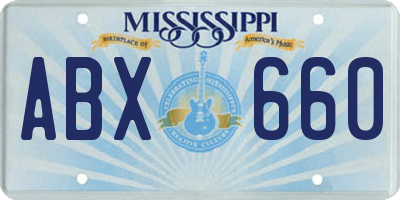MS license plate ABX660