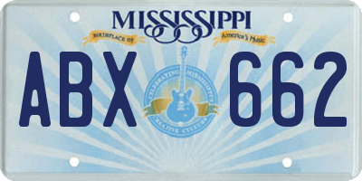 MS license plate ABX662