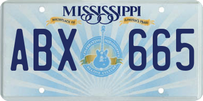 MS license plate ABX665
