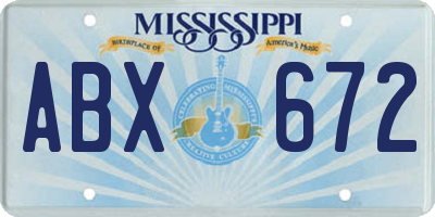 MS license plate ABX672