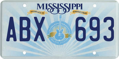 MS license plate ABX693