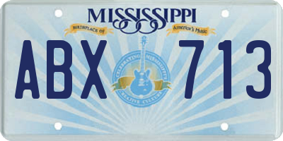 MS license plate ABX713