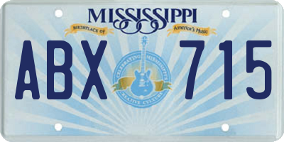 MS license plate ABX715