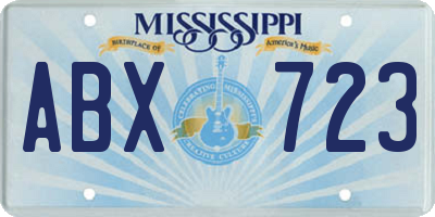 MS license plate ABX723