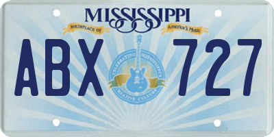 MS license plate ABX727